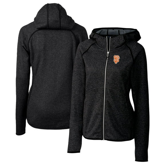 Women's Cutter & Buck Heather Charcoal San Francisco Giants City Connect Mainsail Full-Zip Hooded Jacket