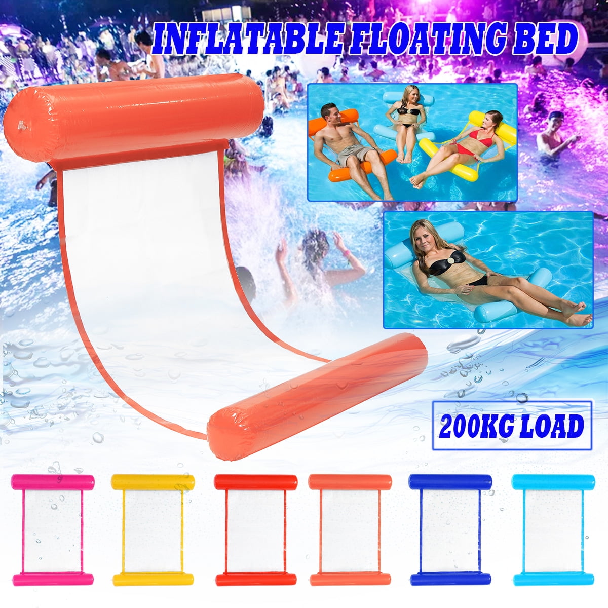 Inflatable Floating Hammock, Portable Pool Float Lounge Bed Swimming ...