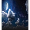 thumbnail image 3 of Clouds Duvet Cover Set, Celestial Solar Night Scene Stars Moon and Clouds Heaven Place in Cosmos Theme, Decorative 3 Piece Bedding Set with 2 Pillow Shams, Queen Size, Dark Blue White, by Ambesonne, 3 of 3