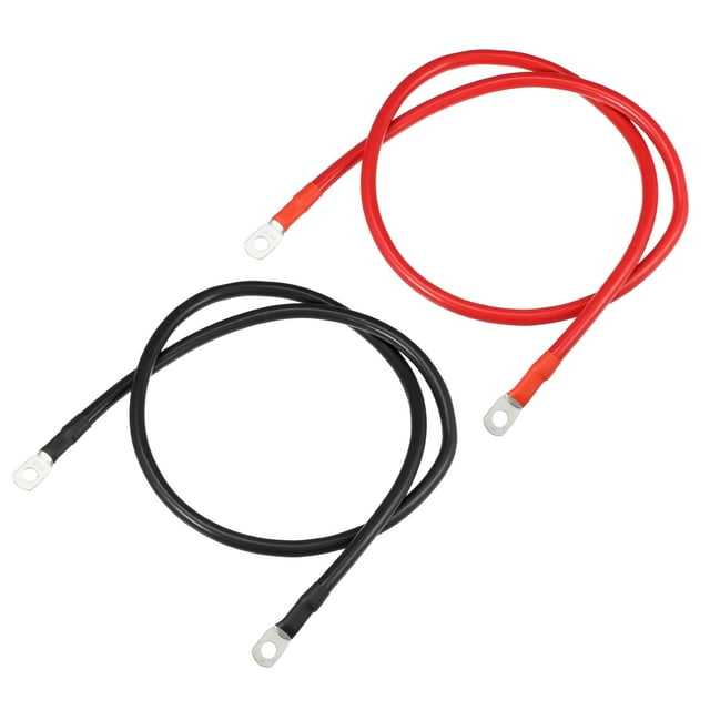 Unique Bargains 1 Pair 6 AWG Gauge 3ft Battery Inverter Cables with 5/16' Ring Universal for Car Vehicle RV Black Red