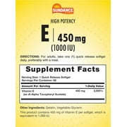 High Potency Vitamin E | 450mg (1000 IU) | 60 Softgels | For Men and Women | by Sundance