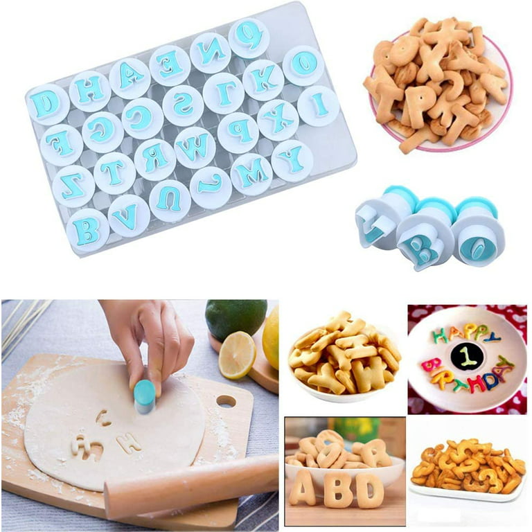 Alphabet Letters Molds, 26pcs Plunger Cutters, Lower-case Fondant Letter Cutters, Fondant Cake Biscuit Mold, Cake Decorating Tool, Cookie Stamp