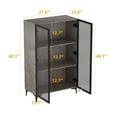 thumbnail image 4 of KULAGAGA Gray Bookcase with Glass Doors - 3-Tier Display Storage Cabinet Perfect for Home Office, Bedroom, or Living Room, 4 of 5