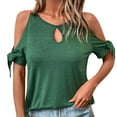 thumbnail image 2 of JMKQLZ Women Short Sleeve Sequins Loose Polluer Solid V-Neck Blouse Shirt, 2 of 9