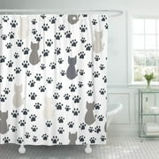 Libin Nature Abstract Cat Cute Dog Footprint Graphic Pattern Shower Curtain 60x72 inch