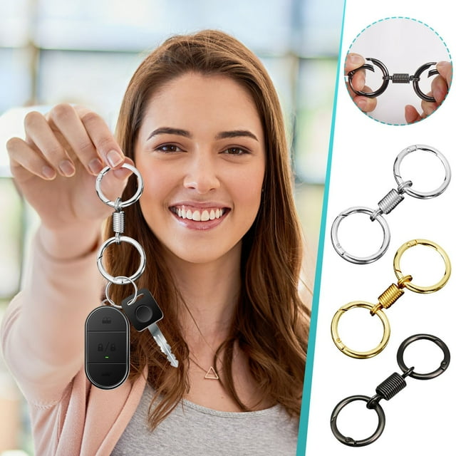 Vacemry 3Pcs Spring Double Ring Keychain, Zinc Alloy Key Ring with Exquisite Pendant, Durable Car Key Chain for Vehicle Keys Waist Hanging, Home Office Purse Backpack Lanyard Personal Accessories