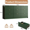 thumbnail image 3 of Furniway Fluted Large Green Dresser,9 Drawer Double Dresser, Modern Chest of Drawers Wide Chest of Drawers with Golden Handles for Bedroom, Living Room, Entryway and Closet, 63" L x 15.7" D x 31.5" H, 3 of 7