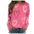 thumbnail image 2 of T-shirt de la Saint-Valentin pour Femmes 2024, Chandails à Col Rond, T-Shirts Décontractés avec Cœur, T-Shirts Graphiques Amples à Manches Longues, Chandails à Enfiler, Hauts Mode pour les Fêtes, T-Shirt, 2 of 5