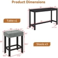 thumbnail image 2 of AENKYO 4-Piece Bar Table Set with Charging Station, 59" Counter Height Table and 3 Upholstered Stools for Small Space, Black, 2 of 10