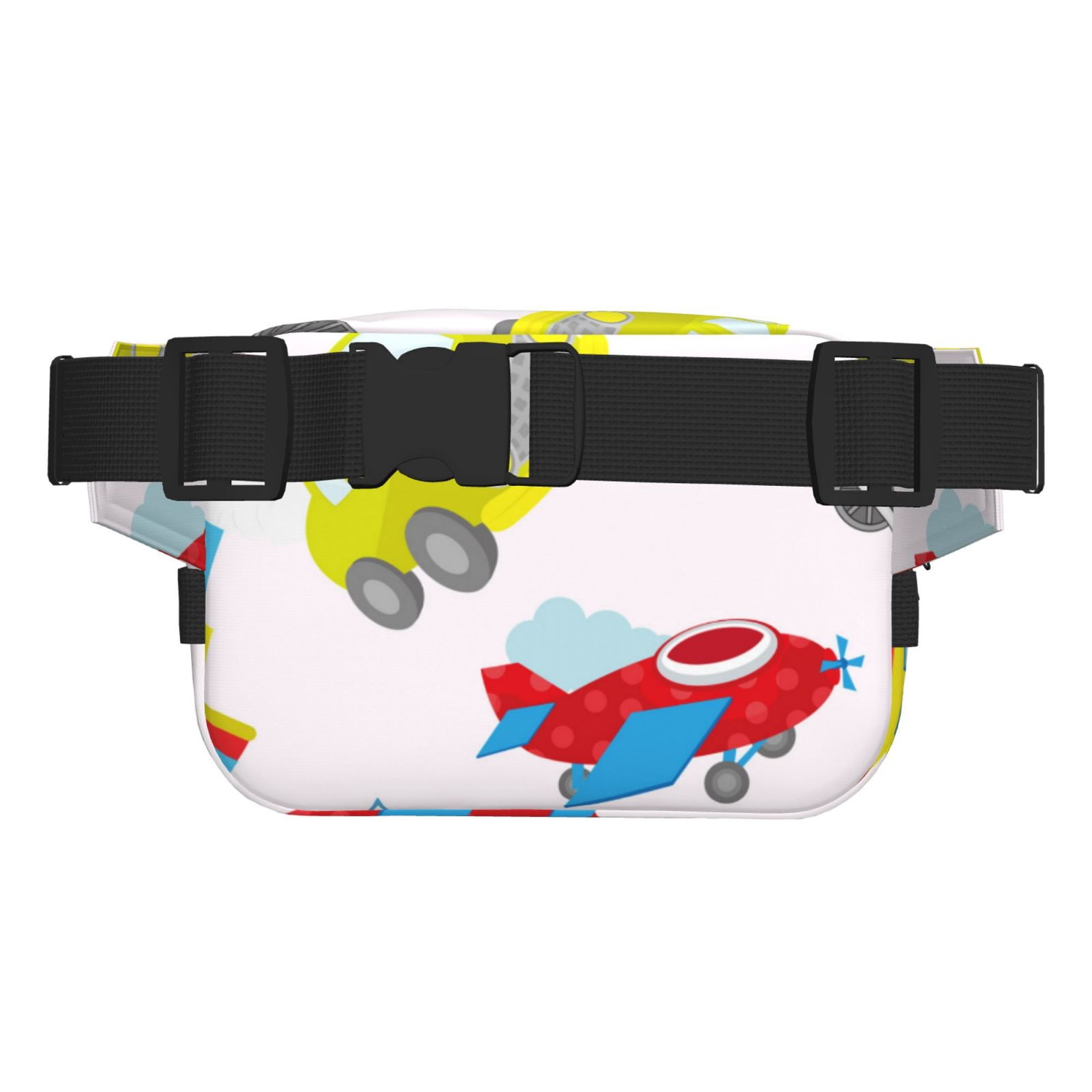 Picia Cute Transport Print Square Double-Layer Waist Bag Mini Adjustable Waist Belt Bag Exercise Running Travel Hiking