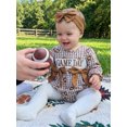 thumbnail image 5 of Cjfdfy Newborn Baby Girl Fall Plaid Romper Fashion Football Print Bowknot Long Sleeve Bubble Jumpsuit With Headband Brown Football Game Day Letter Fall Winter Clothes, 5 of 9
