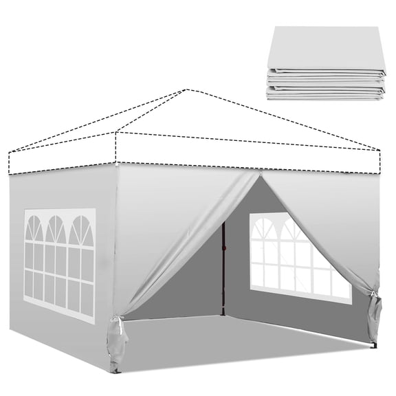 Outdoor Basic Canopy Tent Replacement Sidewalls for 12x12 Pop Up Canopy Water Resistant,99% UV Protection,4 Piece Sidewalls Only(Canopy Tent NOT Included),White