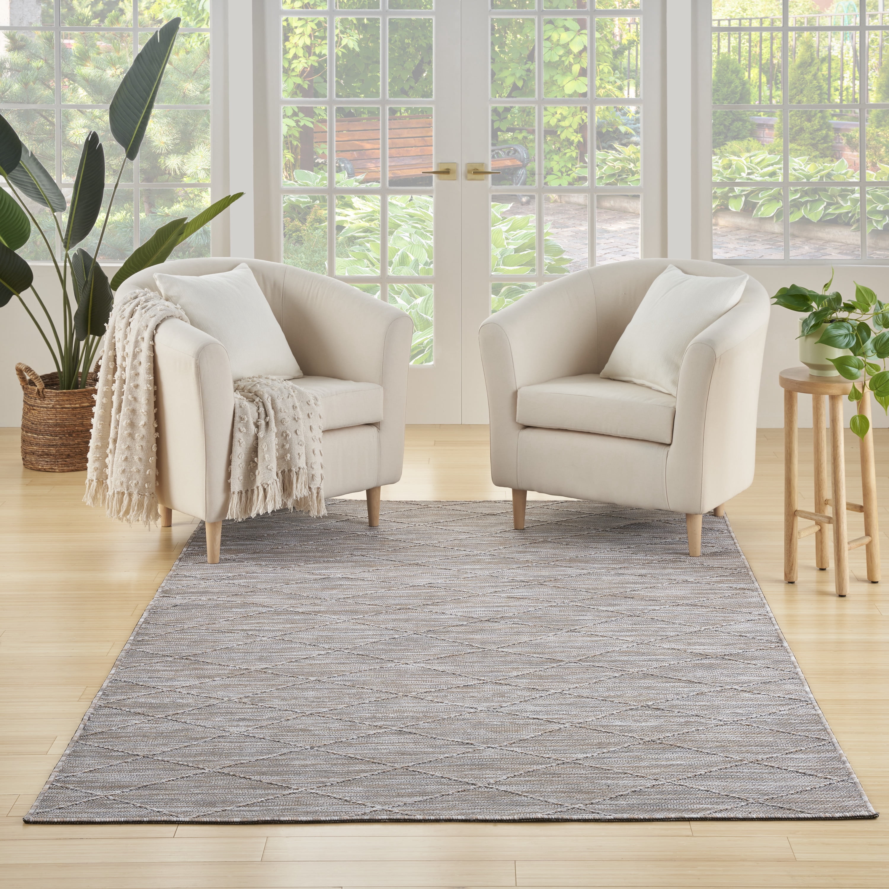 Nourison Practical Solutions Indoor/Outdoor Grey Mocha 6' x 9' Area Rug (6x9)