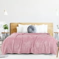 thumbnail image 2 of PiccoCasa Luxury Fleece Bed Blanket Woven Mesh Pink 70"x78", 2 of 8