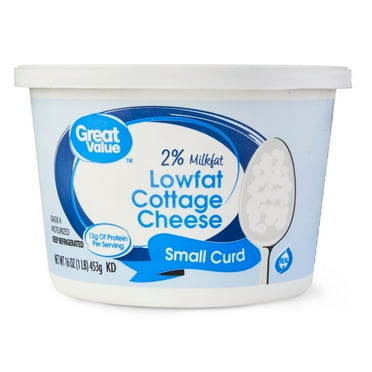 Great Value 2% Milkfat Low-fat Small Curd Cottage Cheese, 16 oz Tub