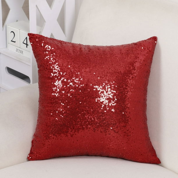 18 Decorative Glitter Sequin Throw Pillow Cover Cushion Covers Red 1