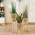thumbnail image 2 of JZROCKER Wood Woven Hanging Basket Flower Holder Fit for Home Gardening Multiple Plant Enhances Balcony Courtyards Spaces, 2 of 11
