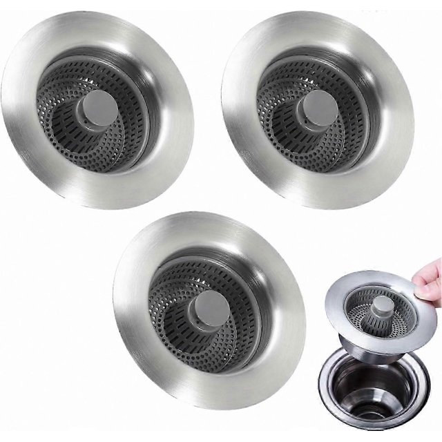 3-in-1 Sink Strainer and Stopper Combo for 3.5" Drain, Stainless Steel Basket Filter with Durable Construction