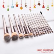 10 Pcs Make Up Brush Premium Synthetic Makeup Brushes Set Professional Face Powder Eye Makeup Brushes Blending Makeup Brush Set with Makeup Bag Graduation Gift (Champagne) (10set+1)