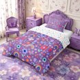 thumbnail image 2 of Manfei Kawaii Rainbow Twin Comforter Sets 2pcs,Flowers Butterflies Bedding Set,1 Comforter and 1 Pillowcase,Reversible, 2 of 6
