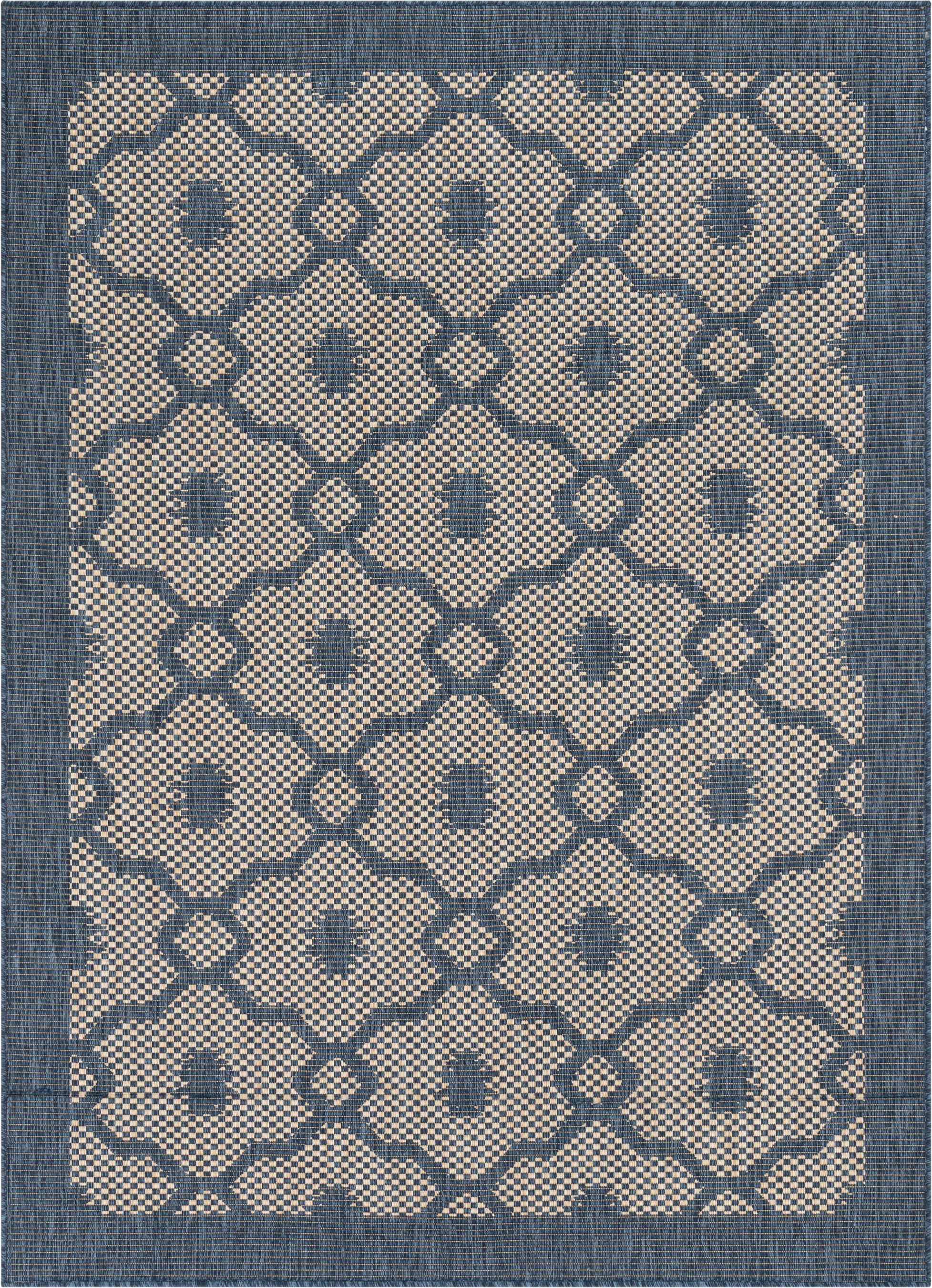 Well Woven Medusa Sol Lattice Trellis Blue 7'10" x 9'10" Indoor/Outdoor Flat-Weave Area Rug