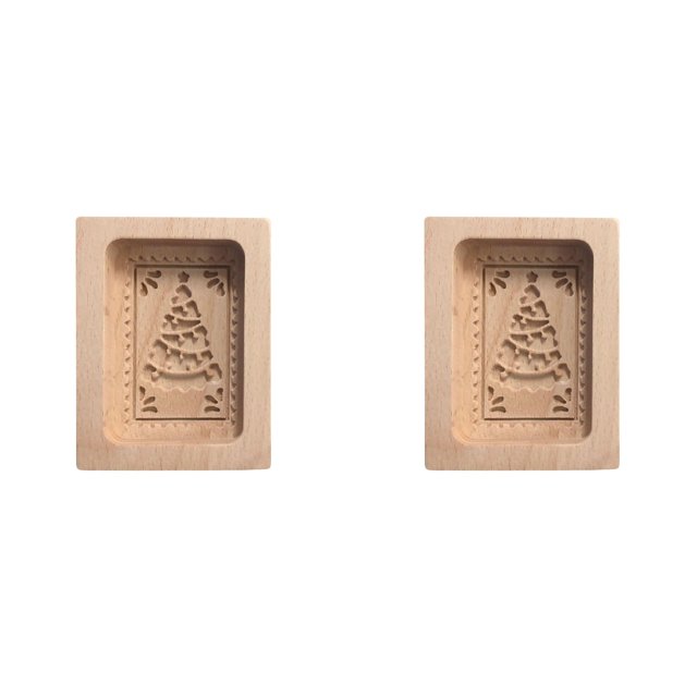 (2-Pack) Rinsvye Diy Baking Moulds Wooden Stainless Steel Cooking Rings Cookie Moulds Embossing Christmas Pancake Shapes Craft Decorative Baking Tools for Christmas Thanksgiving Christmas Kitchen
