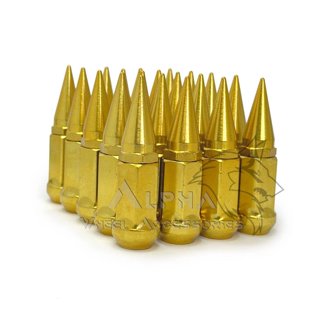 32 Chrome Spline-Drive Spike Lug Nuts - M14x1.5 For Ford Super Duty F250/F350 (1999-2023)