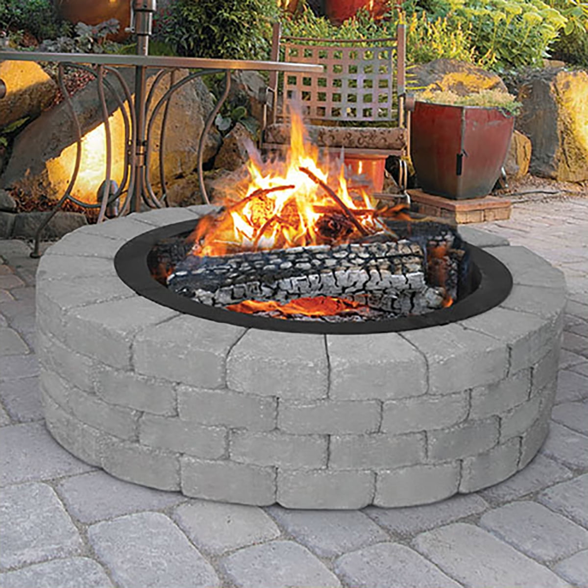 Blue Sky Outdoor Living NFL Black 36-Inch San Francisco 49ers Round Fire  Ring FR361208-49ERS