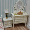 thumbnail image 4 of Miniature Bedside 1:12 Furniture Dollhouse Nightstand Bedroom Drawer Cabinet Model Accessories Mini House Scene Building Tabletop Decorations (White), 4 of 6