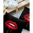 thumbnail image 2 of Pack of 2 Outdoor Pillow Covers, Halloween Bleeding Lips Blood Black Waterproof Square Throw Pillowcase Cushion Decorative Pillow Covers for Couch Patio Tent, 20x20 in, 2 of 6