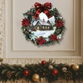thumbnail image 6 of Christmas Decoration Wreaths for Front Door,Outdoor Christmas Wreaths for Windows,Wreaths for Xmas Outside,Christmas Garland Snow House Living Room Glass Window Holiday Scene Decorative Wall Stickers, 6 of 6