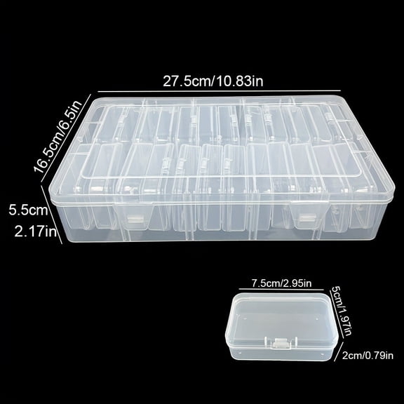 10/19/24/30 Grids DIY Beads Diamond Paint Crafts Transparent Plastic Storage Box, Art Embroidery Jewelry Accessories Box