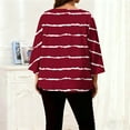 thumbnail image 5 of purcolt Women's Striped Oversized T Shirts 3/4 Sleeve Plus Size Tops Summer Casual Crew Neck Loose Fit Tunic Tops, 5 of 7