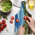 thumbnail image 3 of Yosemite Cutting Board, Yosemite Merced River El Capitan Half Dome in California National Park Waterscape, Tempered Glass Cutting and Serving Board, Wine Bottle Shape, Green Blue, by Ambesonne, 3 of 5