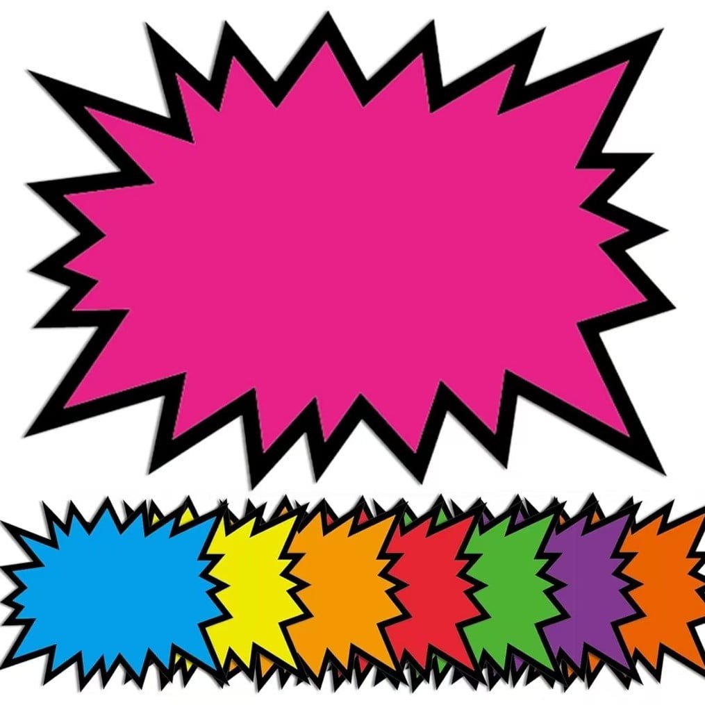 HNYYZL Starburst Signs Kit - 120 PCS Fluorescent Neon Blank Star Tags & Sticky Strips, 4.7x6.3 Inches