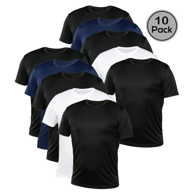 Blank Activewear Lot de 10 T-Shirts pour Hommes, Tissu de Performance à Séchage Rapide
