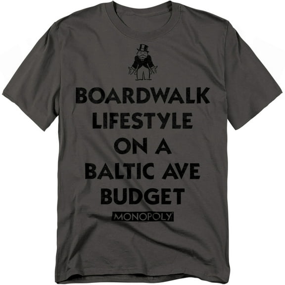 Monopoly T-Shirt Lifestyle VS Budget Unisex Graphic Tee For Men & Women Charcoal