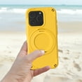 thumbnail image 4 of for iPhone 16 Pro EVA Case with Aluminum Alloy Magnetic Invisible Ring Stand [Compatible with MagSafe] [Military Drop Protection] Shockproof Anti-Slip Scratch Resistant Cover, Yellow, 4 of 9