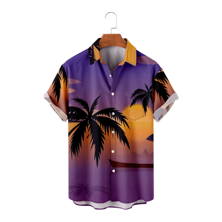 

MLFU Adult Kids Short Sleeve Button Up Shirts Classic Print Shirt & Top Relaxed-Fit Polo Shirts Size 100-170/XXS-8XL