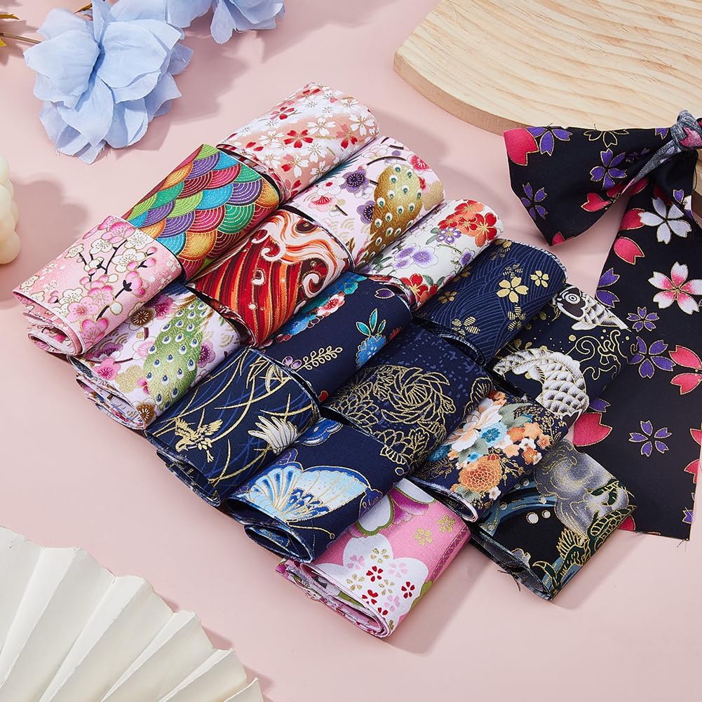 40Pcs Jelly Roll Fabric Cotton Fabric Quilting Strips Japanese Style Fabrics Cotton Strips Bundle for Sewing Crafting Blankets Rugs Upholstery Home Decor Purse Making Multi-color