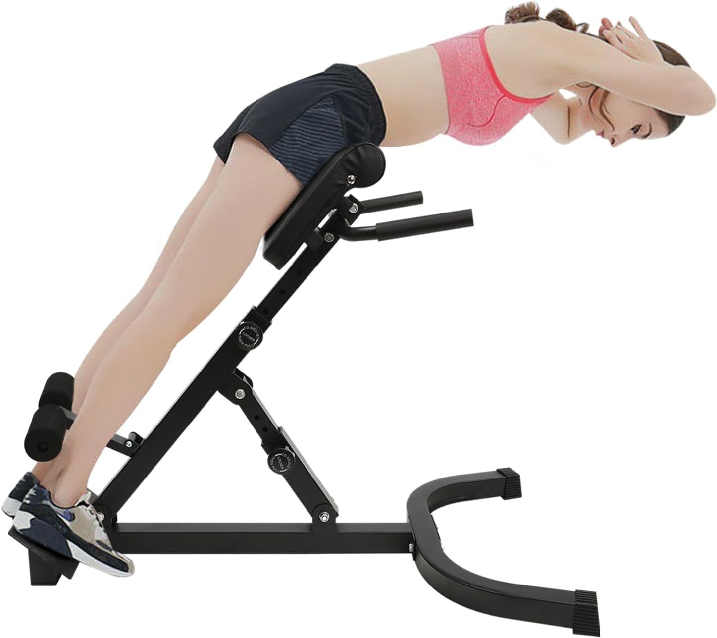Roman Chair Back Extension Machine, Foldable 5 Position Sit up, Hyperextension Back Strength Exercise Bench 330 lbs, Muscles Exercise Equipment for Home Workout Gym Fitness Equipment