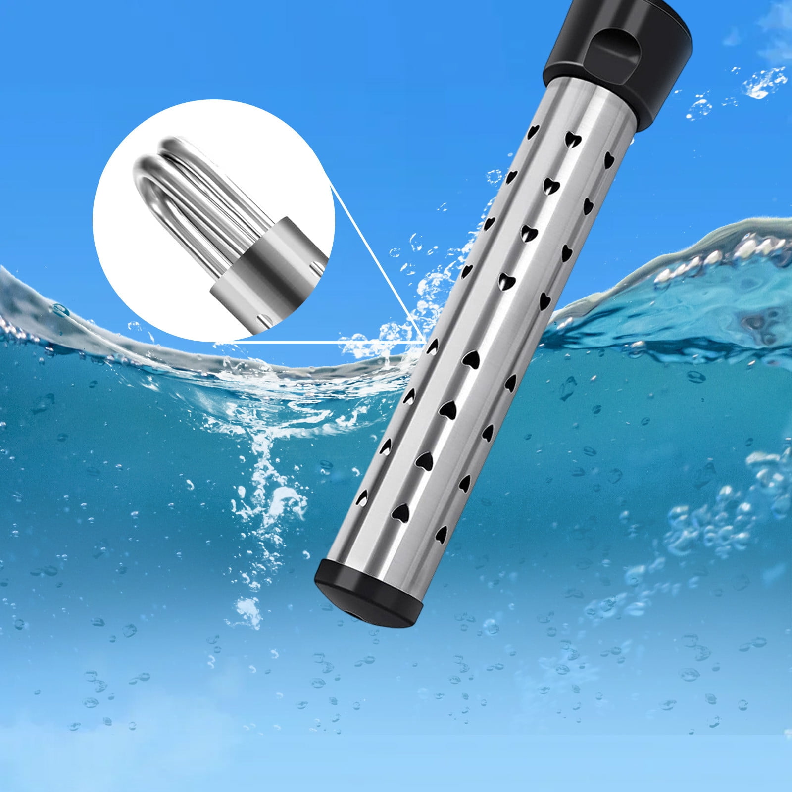 Electronic Heating Rod with Automatic Shut-Off,Portable Water Heater with Temperature Control,Stainless Steel Construction 29cm Length,Overheat Protection,Suitable for Bath Pool and Plastic Basin