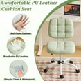 thumbnail image 4 of Wubio Compact Small Desk Chair, Cute Armless Chair with Wheels, Vanity Chair with Low Back, Height Adjustable Task Chair for Small Spaces, Office, Bedroom, Make Up Room, PU Leather, Mint Green, 4 of 18