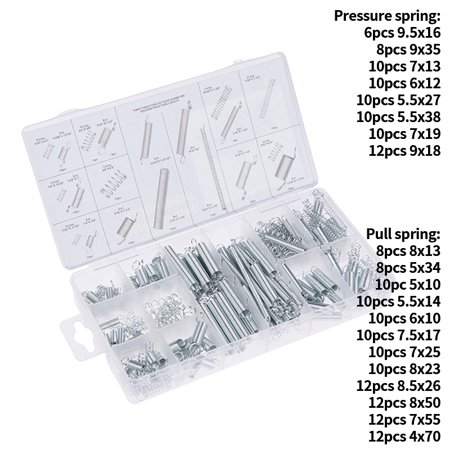 

200Pcs With Storage Box Accessories Extension And Compression Coil Portable Hardware Tool Spring Set Metal Steel Assorted Springs