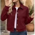 thumbnail image 4 of DeHolifer Womens Jackets Casual Solid Color Cropped Coats Button Down Winter Shackets Wine XXL, 4 of 8
