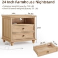 thumbnail image 2 of Nightstand with Charging Station, Farmhouse Nightstands with 2 Drawers Storage Side Table Bedside Cabinet for Bedroom Living Room, Natural Oak, 2 of 7