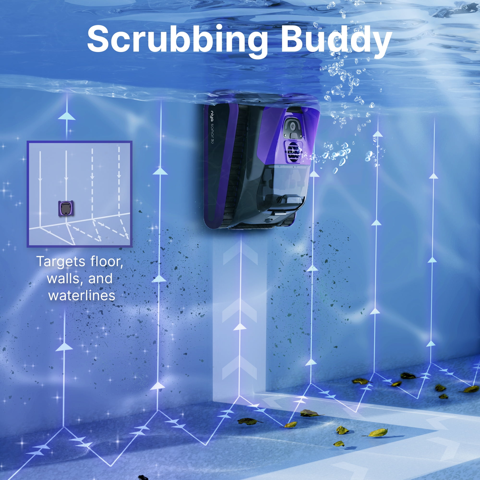 Niya Sonar 30 Cordless Robotic Pool Cleaner from The creators of Dolphin, up to 33 FT in Pool Length, Wall Climbing, Sonar - Powered Navigation