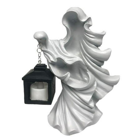 Sunisery Resin Ghost W/ Lantern Cracker Barrel Ghost Statue Garden Yard Decoration