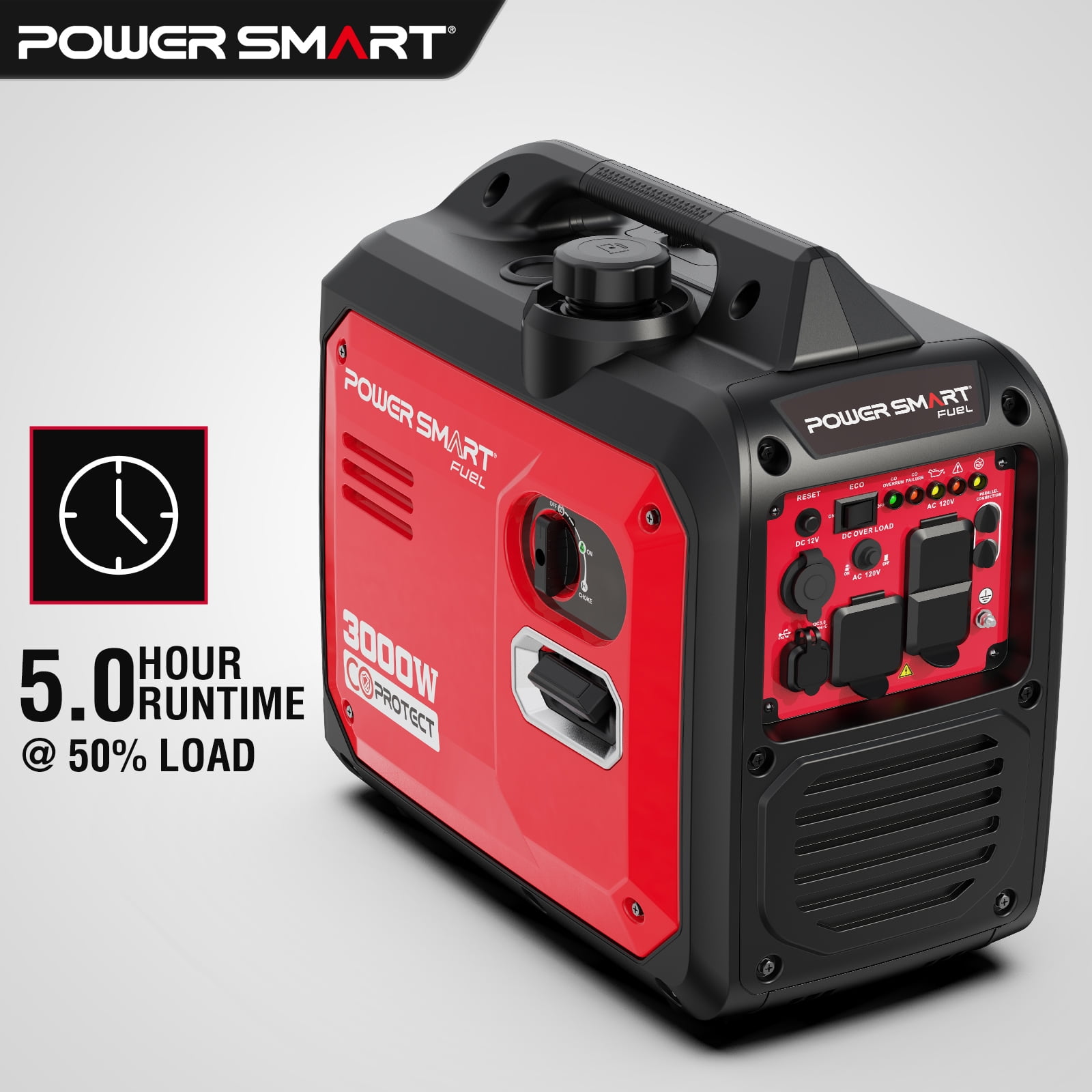 PowerSmart 3000-Watt Portable Inverter Generator, CO Protect Super Quiet for Camping Home Backup Use