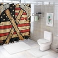 thumbnail image 7 of Orinice American Flag Stars Woodcut Bathroom Decor Set, Colorful Luxurious Graphic Print Polyester Fabric Fashion Shower Curtain with Hooks, 100% Polyester Chic Modern Decor 60x72, 7 of 7